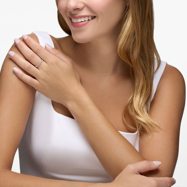 Stackable Diamond Splash Ring, White Gold